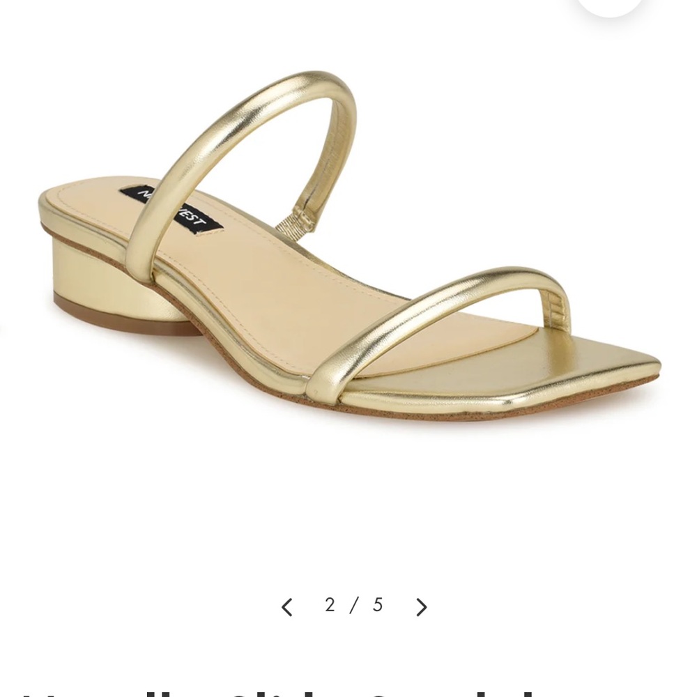 Nine west morellla slide sandals, gold open square toe mini heel